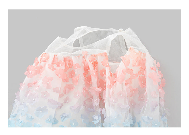 Baby Girl Colorful Lace Pattern Patchwork Design Sleeveless Vest Dress My Kids-USA