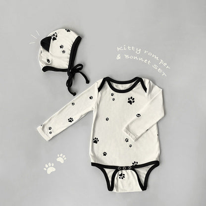 Baby 1pcs Cat Paw Pattern Kitty & Punny Shape Design Bodysuit Combo Hats My Kids-USA