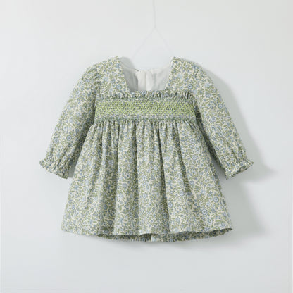 Baby Girl Floral Print Long-Sleeved With Headband Dress