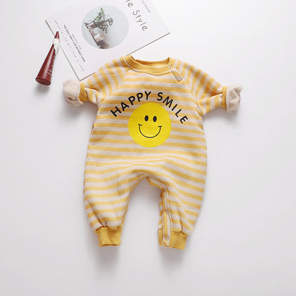Baby 1pcs Striped & Dot Pattern Long Sleeved Romper Jumpsuit My Kids-USA