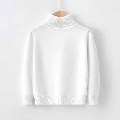 Kids Solid High-Neck Knit Sweaters
