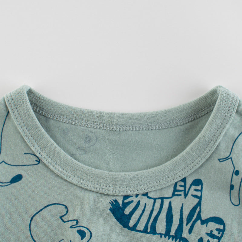 Baby Boy Animal Print O-Neck Short-Sleeved Lovely T-Shirt