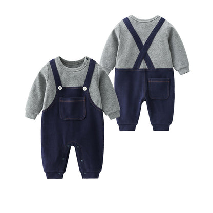 Baby Boy False 1-Piece Overall Design Gentleman Fashion Romper My Kids-USA