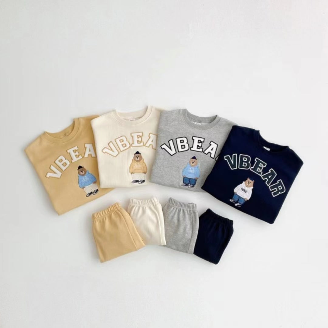 Baby Bear Letters Pattern Hoodies Combo Trousers Casual Cute Sets My Kids-USA