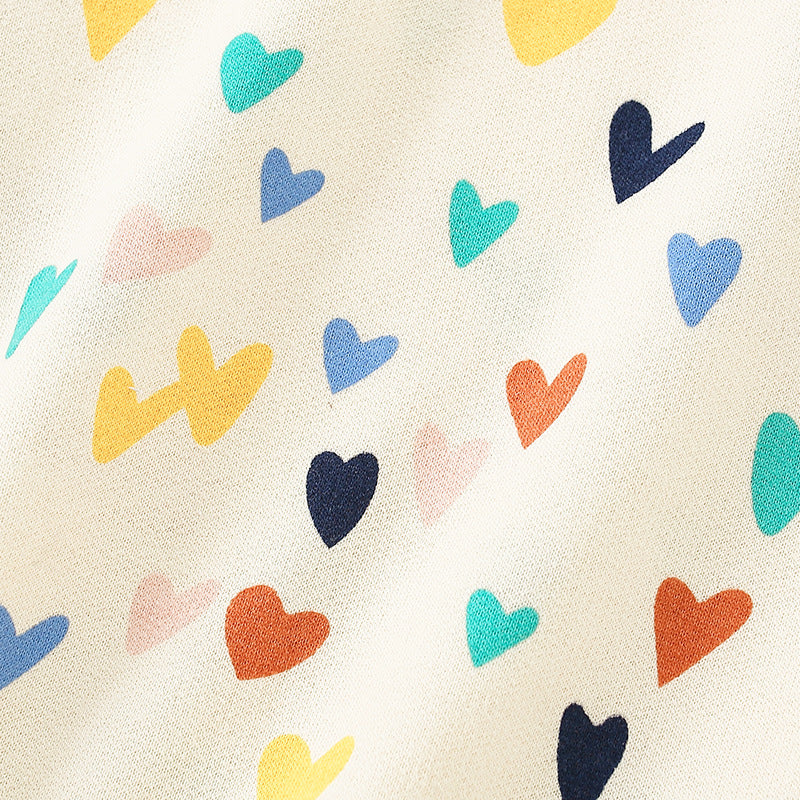 Baby Girl Heart Print Pattern Ruffle Hem Design Hoodie