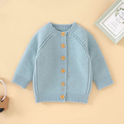 Baby Solid Color Single Breasted Design Quality Cardigan My Kids-USA