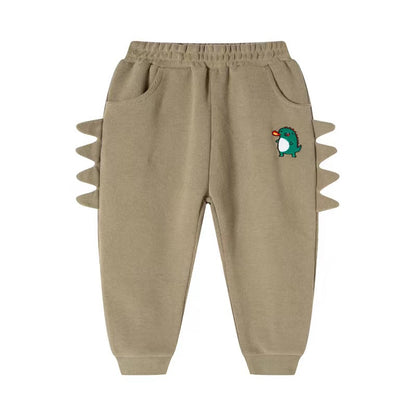 Baby Boy Cartoon Dinosaur Embroidered Pattern 3D Horn Patched Design Trousers