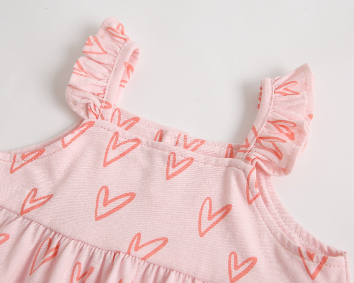 Baby Girl Printed Pattern Ruffle Design Sleeveless Tops Combo Shorts 2-Pieces Sets My Kids-USA