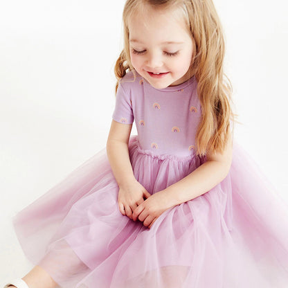 Baby Girl Flower Graphic Mesh Patchwork Deisgn Princess Dress