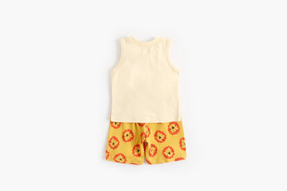 Baby Boy And Girl Animal Tiger Print Sleeveless Top Combo Shorts  Sets