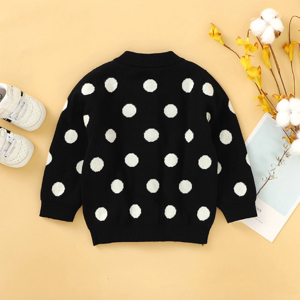 Baby Girl Polka Dot Pattern Single Breasted Design Knitted Lovely Cardigan, MyKids-USA®, Baby & Toddler Outerwear, MyKids-USA -  -  -  -  -  -  - 