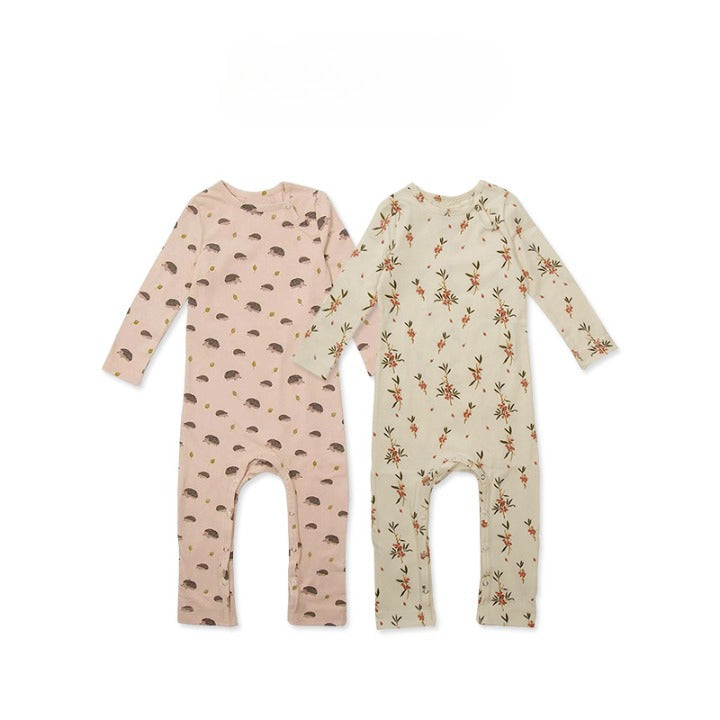 Baby Floral Print Pattern Long Sleeve Soft Cotton Jumpsuit, MyKids-USA®, Baby & Toddler Sleepwear, MyKids-USA -  -  -  -  -  -  - .