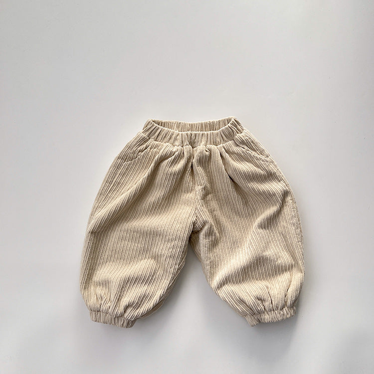 Baby Solid Color Corduroy Fabric Loose Lantern Pants In Autumn My Kids-USA
