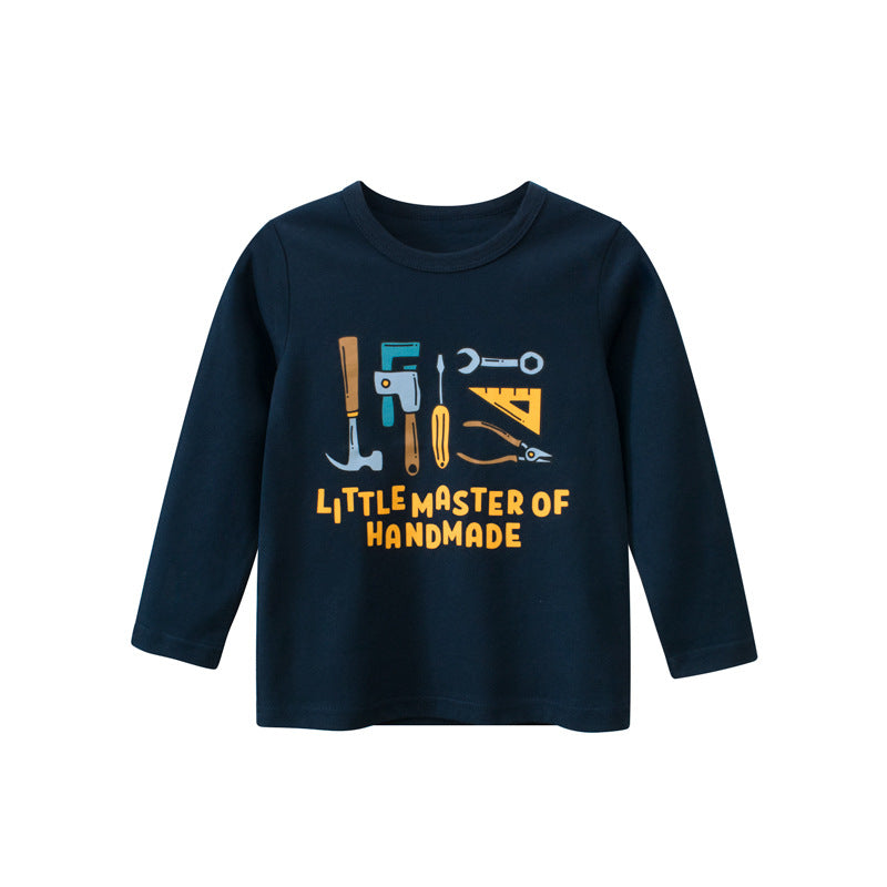 Baby Boy Cartoon Tools And Letter Pattern Cute Shirt