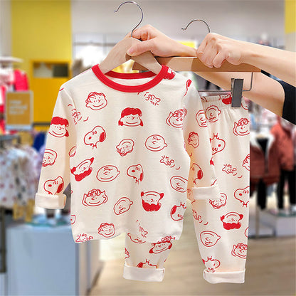 Baby Cartoon Pattern Long Sleeves Shirt Combo Pants Soft Cotton Sets Pajamas My Kids-USA