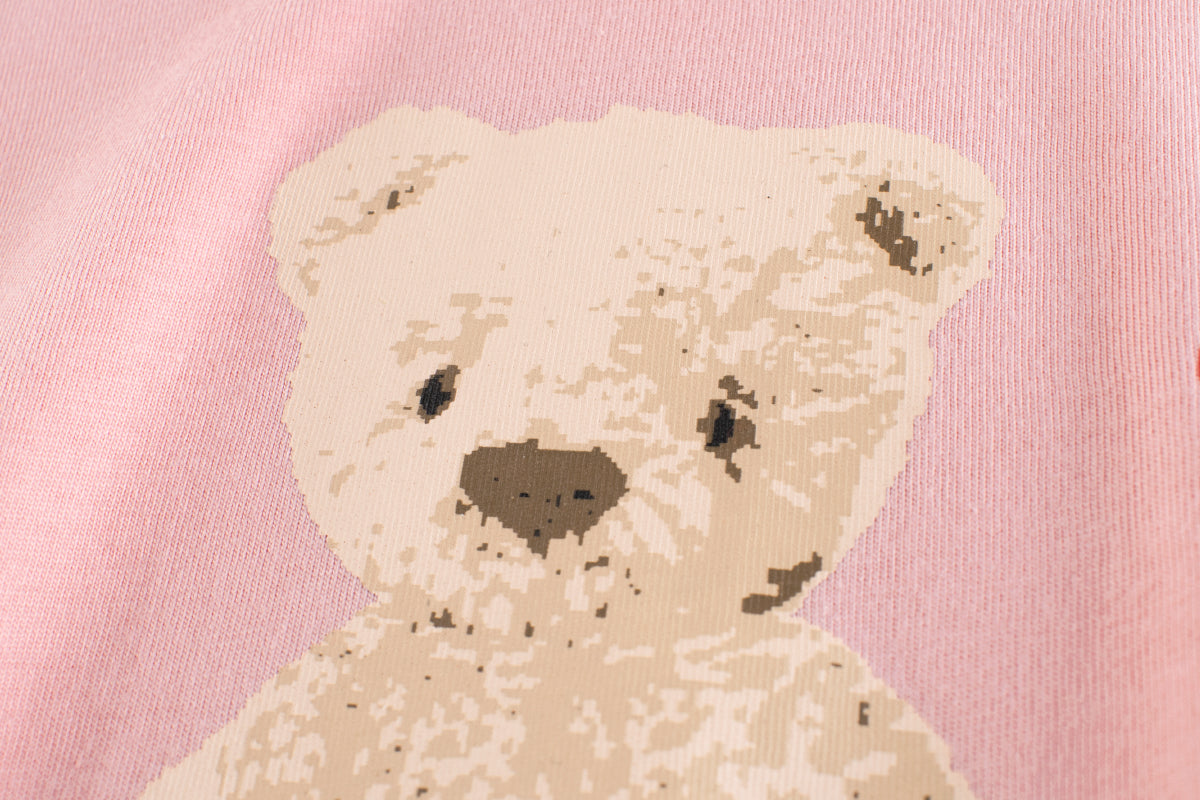 Unisex Cartoon Bear Print Short Sleeve Comfy Top In Summer