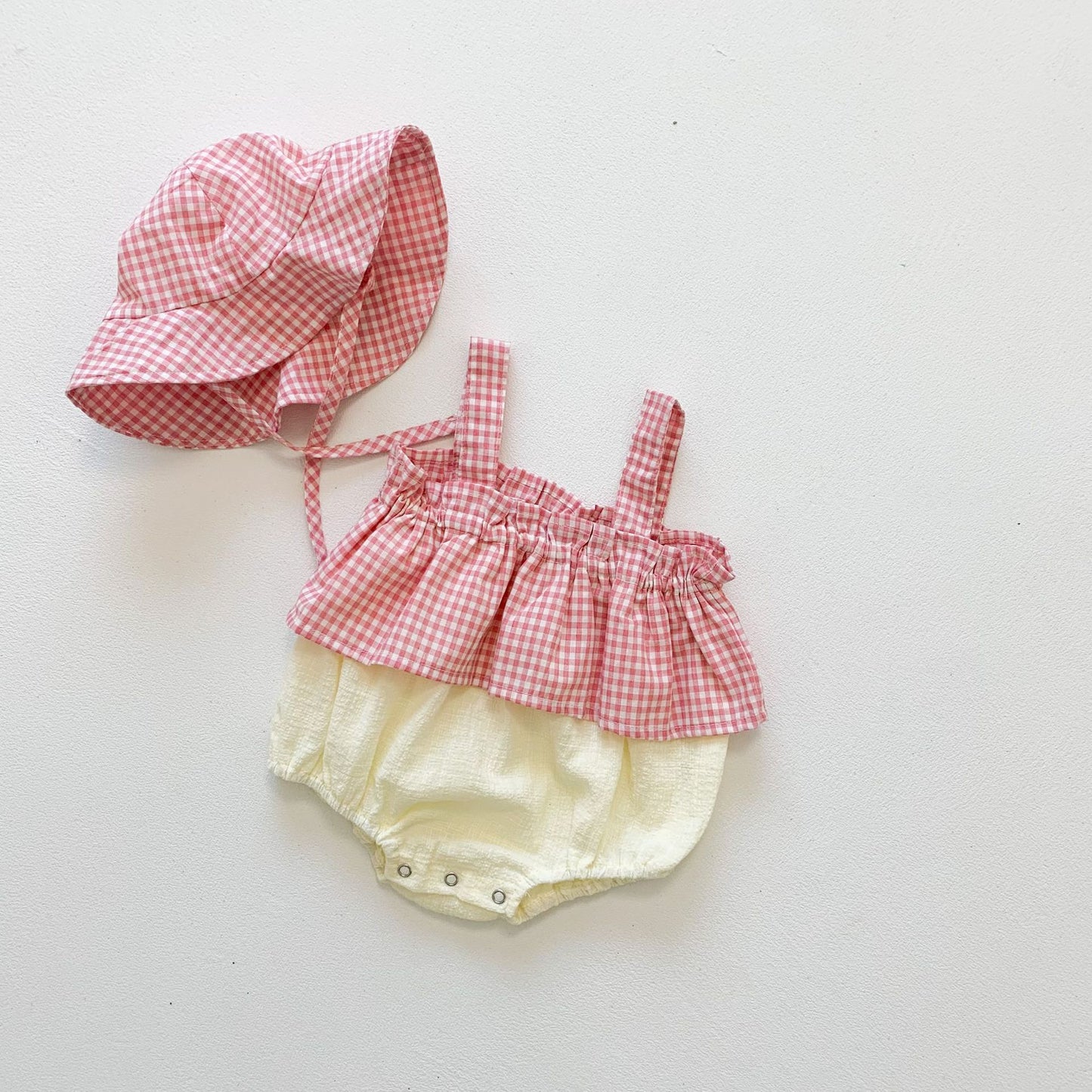Baby Girl Plaid Pattern Ruffle Design Breathable Onesies Bodysuit My Kids-USA