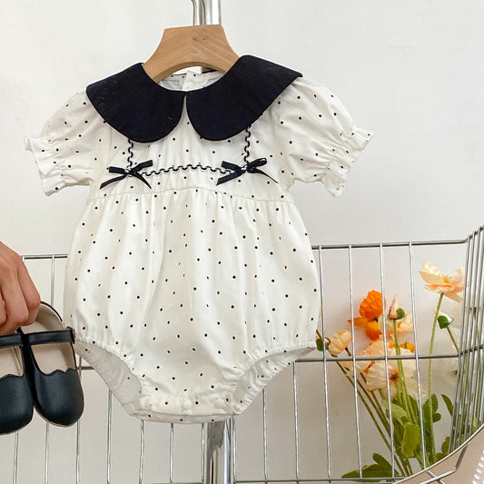 Baby Girl Dot Pattern Doll Neck Triangle bodysuit, MyKids-USA®, Baby One-Pieces, MyKids-USA -  -  -  -  -  -  - .
