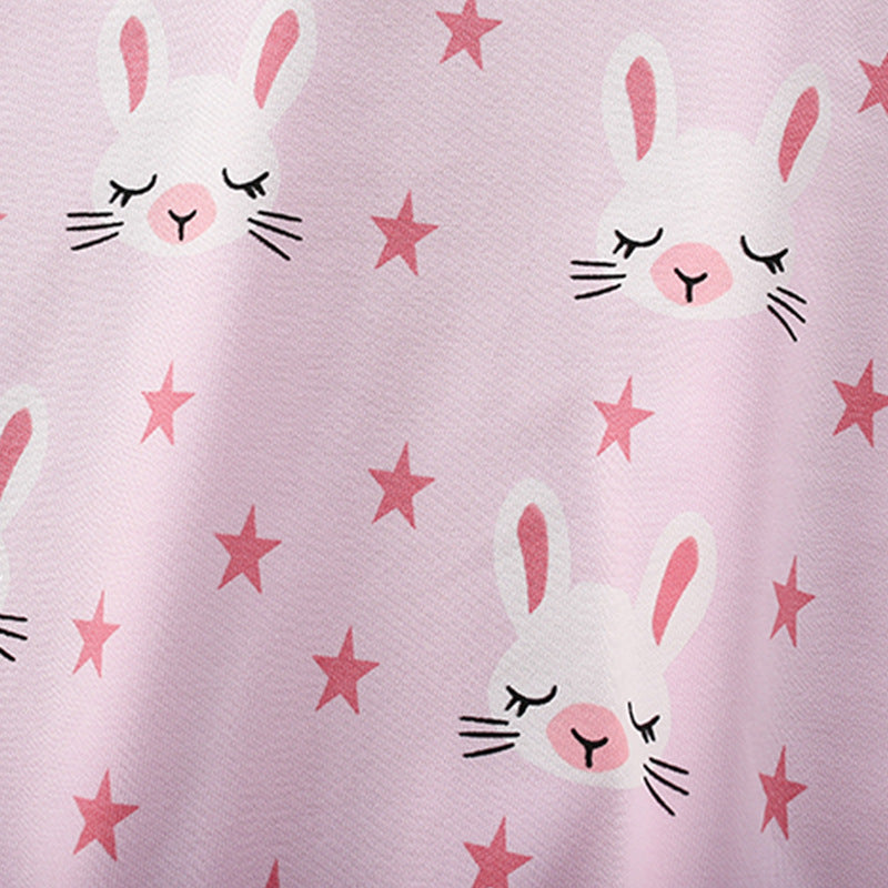 Baby Girl Cartoon Bunny Print Pattern Pullover Cotton Hoodies