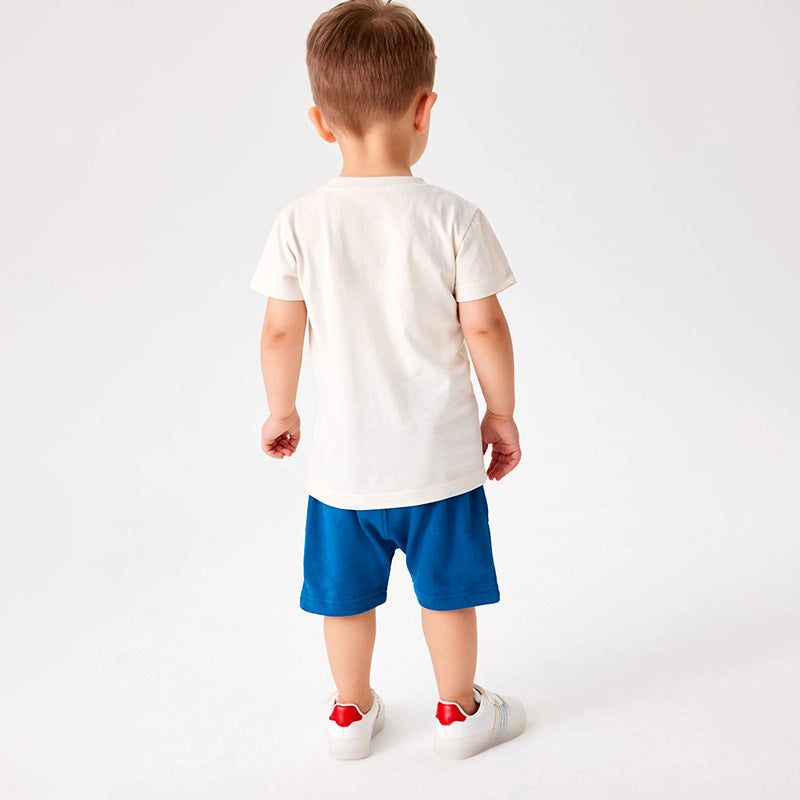 Baby Boy Rainbow Print Pattern Short Sleeve Tops Sets