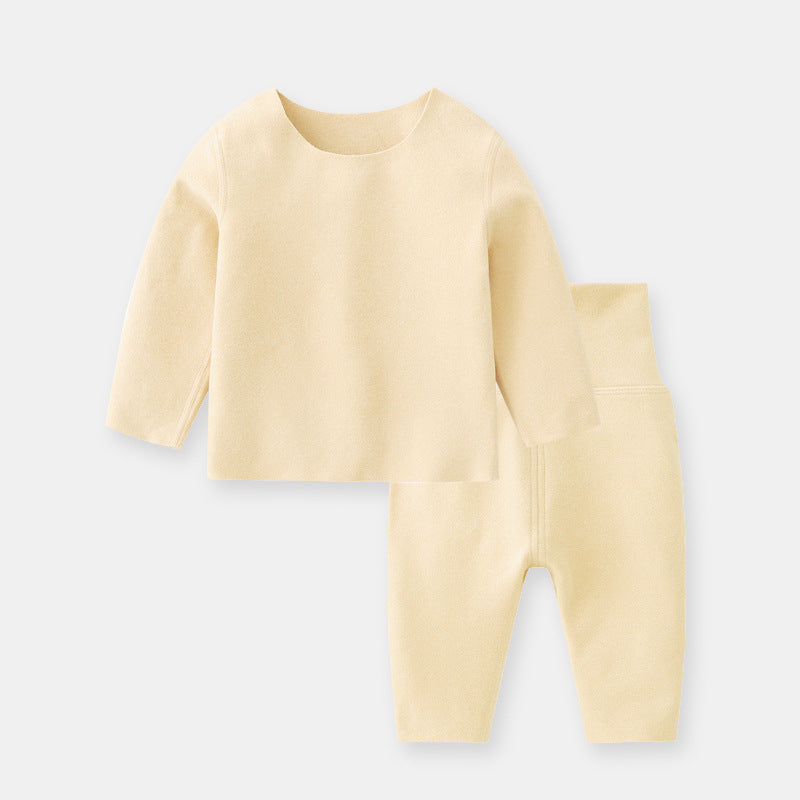 Baby 2pcs Solid Color Longsleeve Shirt And Pants Warm Winter Sets Pajamas My Kids-USA