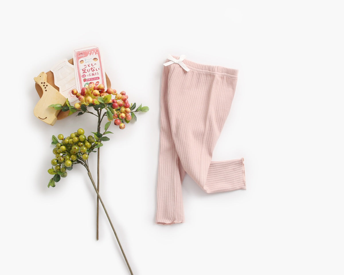 Baby Girl Solid Color Pants Leggings With Bow Decoration, MyKids-USA®, Baby & Toddler Bottoms, MyKids-USA - Size/Age - 66 (3-6M) - Color - Pink -  -  - JM22040211349-B