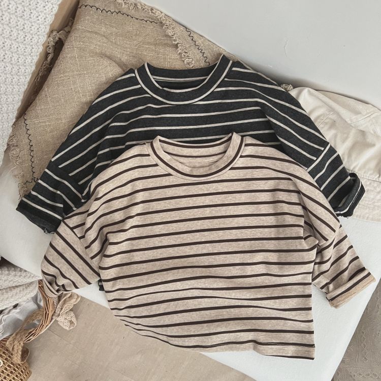 Baby Boys And Girls Striped Pattern O-Neck Long Sleeved Tops My Kids-USA