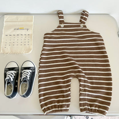 Baby Striped Pattern Simple Style Cotton Overall In Autumn My Kids-USA