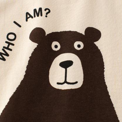 Baby Boy Cartoon Bear Graphic Colorblock Design Quality Shirt