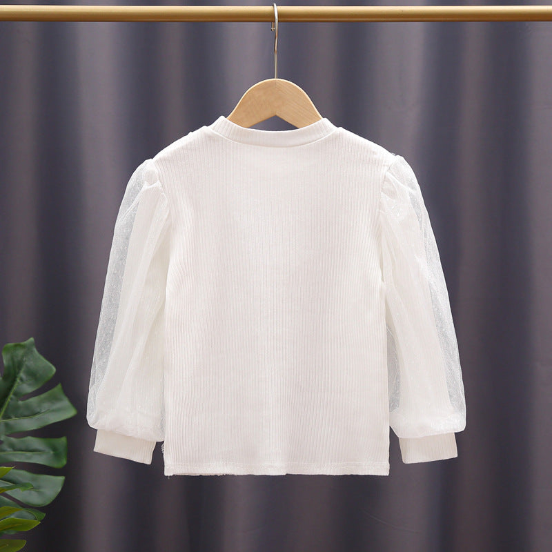 Baby Girl Solid Color Mesh Hollow Carved Design Princess Shirt, MyKids-USA®, Baby & Toddler Outerwear, MyKids-USA -  -  -  -  -  -  - 