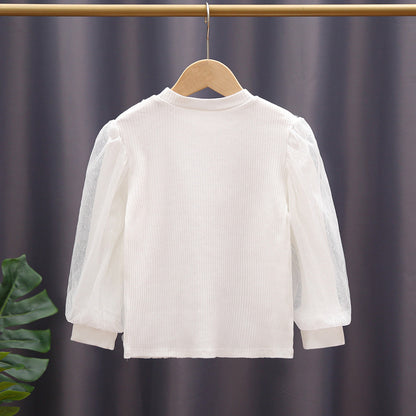 Baby Girl Solid Color Mesh Hollow Carved Design Princess Shirt, MyKids-USA®, Baby & Toddler Outerwear, MyKids-USA -  -  -  -  -  -  - 