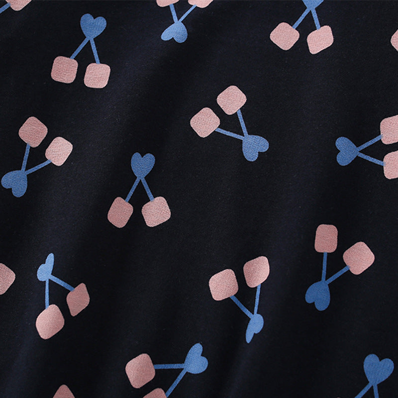 Baby Girl Cherry Print Pattern Simple Colorblock Design Sudadera con capucha 