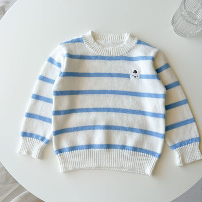 Baby Striped Pattern Embroidered Design Pullover Quality Sweater My Kids-USA