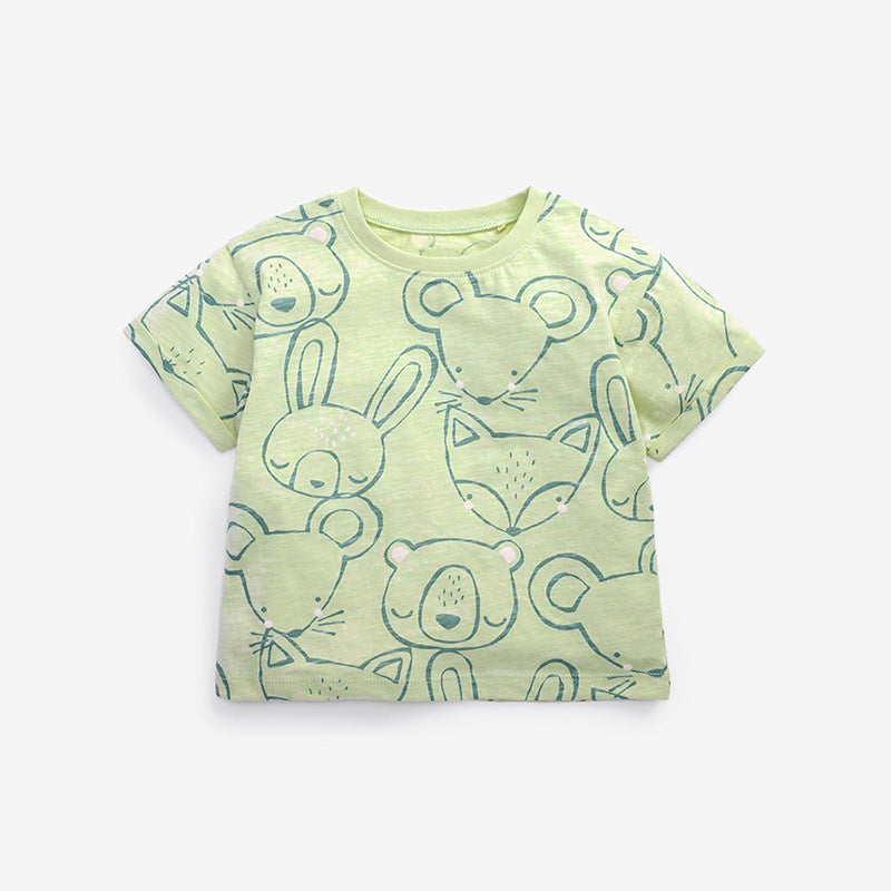 Camisa de verano de manga corta con diseño de bloque de color para bebé 