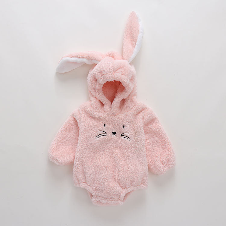 Baby Embroidered Pattern Rabbit Ear Design Thickened Onesies Bodysuit My Kids-USA