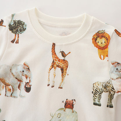 Baby Boy All Over Animals Pattern Long Sleeve Autumn New Style Hoodie