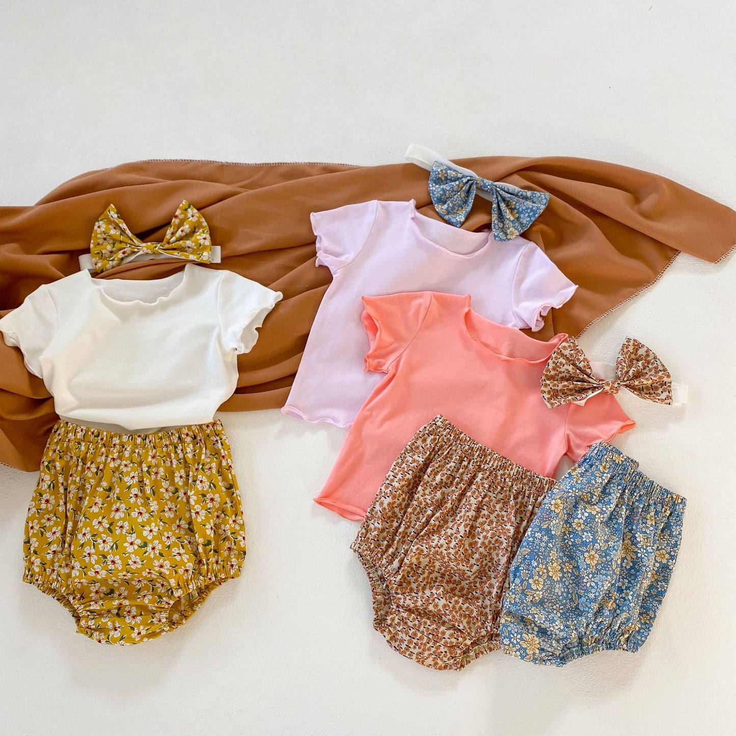 Baby Girl Solid Color Wooden Ear Design T-Shirt Combo Floral Shorts 2-Pieces Sets, MyKids-USA®, Baby & Toddler Outerwear, MyKids-USA -  -  -  -  -  -  - 