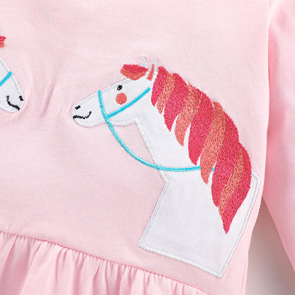 Baby Girl Cartoon Animal Pattern Shirt Combo Conjuntos de pantalones a rayas 