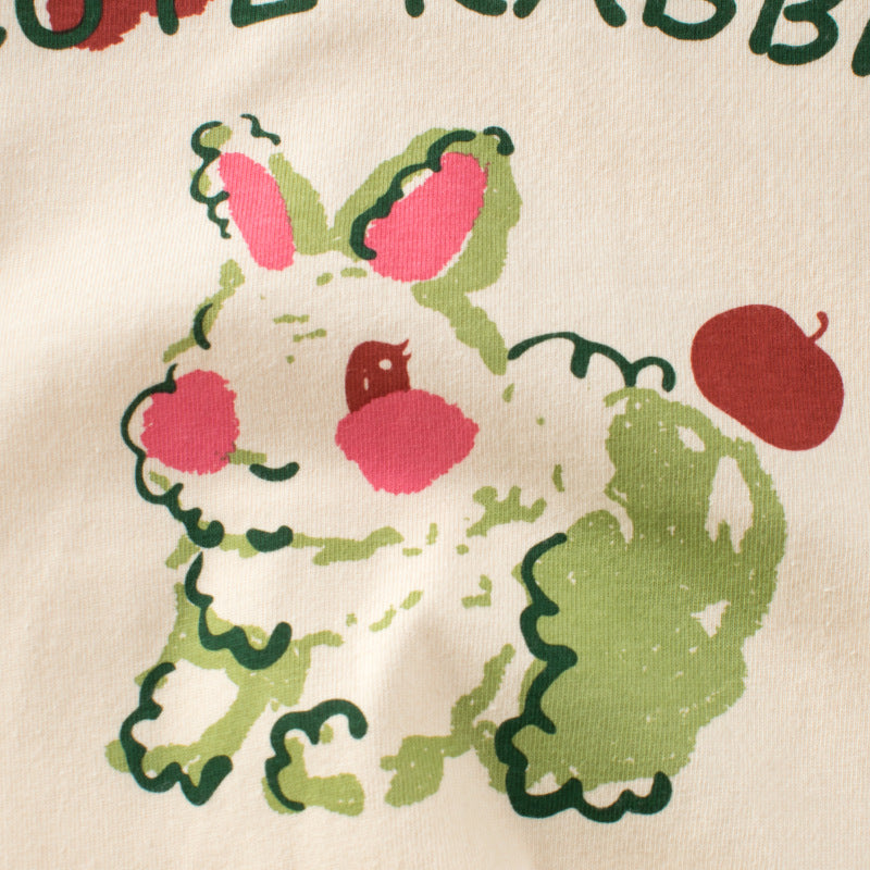 Baby Girl Cute Bunny Print Pattern Colorblock Design Shirt
