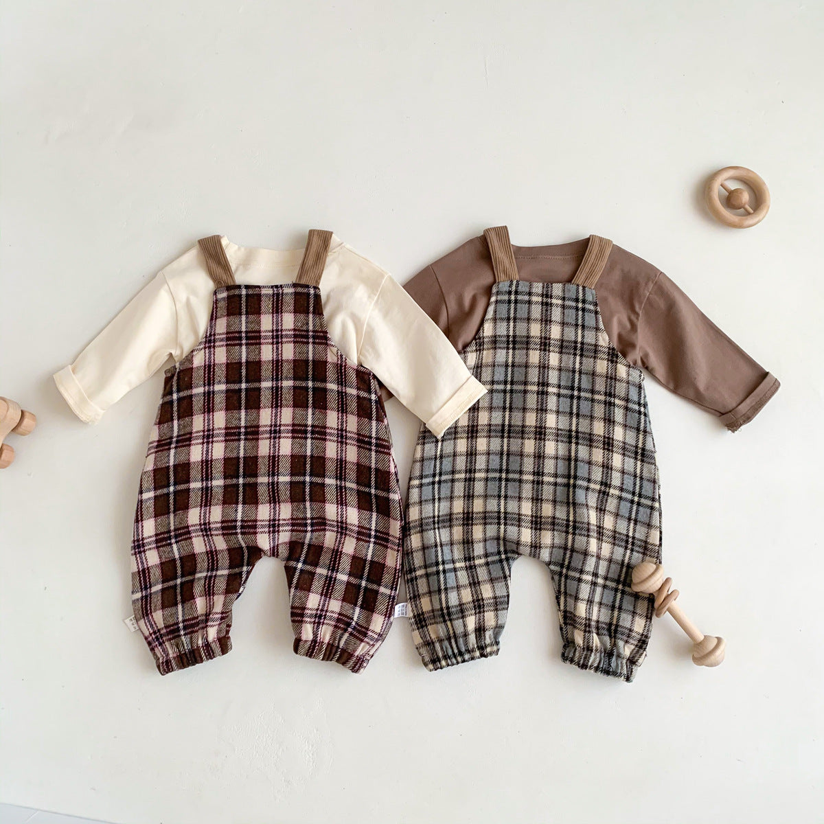 Baby Western Plaid Pattern Casual Strap Design Romper