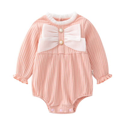 Baby Solid Color Big Bow Patched Design Beautiful Princess Onesies, MyKids-USA®, Baby One-Pieces, MyKids-USA - Size/Age - 59 (0-3M) - Color - Pink -  -  - JM2301031112-A