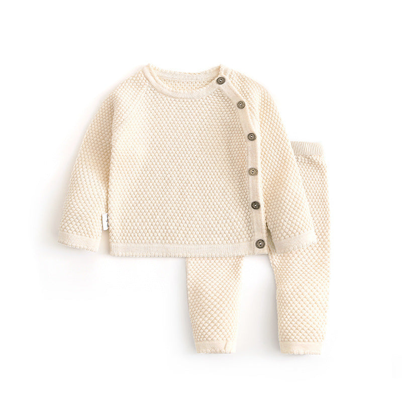 Baby Solid Color Autumn Spring Knitted Sweater Thickened Sets