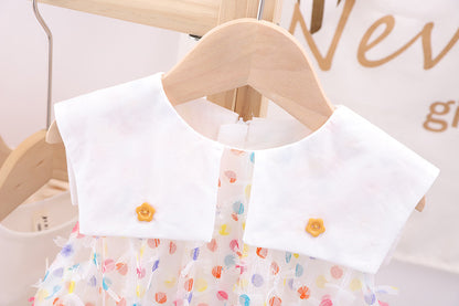 Baby Girl Polka Dot Print Lace Patchwork Design Sleeveless Dress My Kids-USA