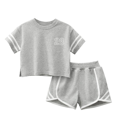 Baby Striped Sleeves Design T-Shirt Combo Shorts Sport Pieces Sets My Kids-USA