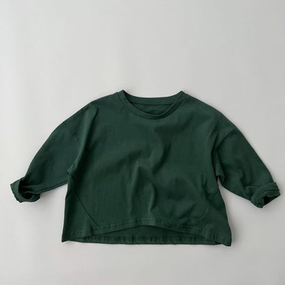 Chemise de base en coton doux à manches longues et col rond pour bébé 
