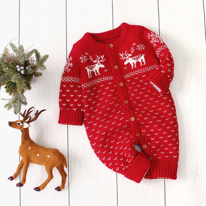 Baby Christmas Giraffe Pattern Hot Selling Style Knitted Romper My Kids-USA
