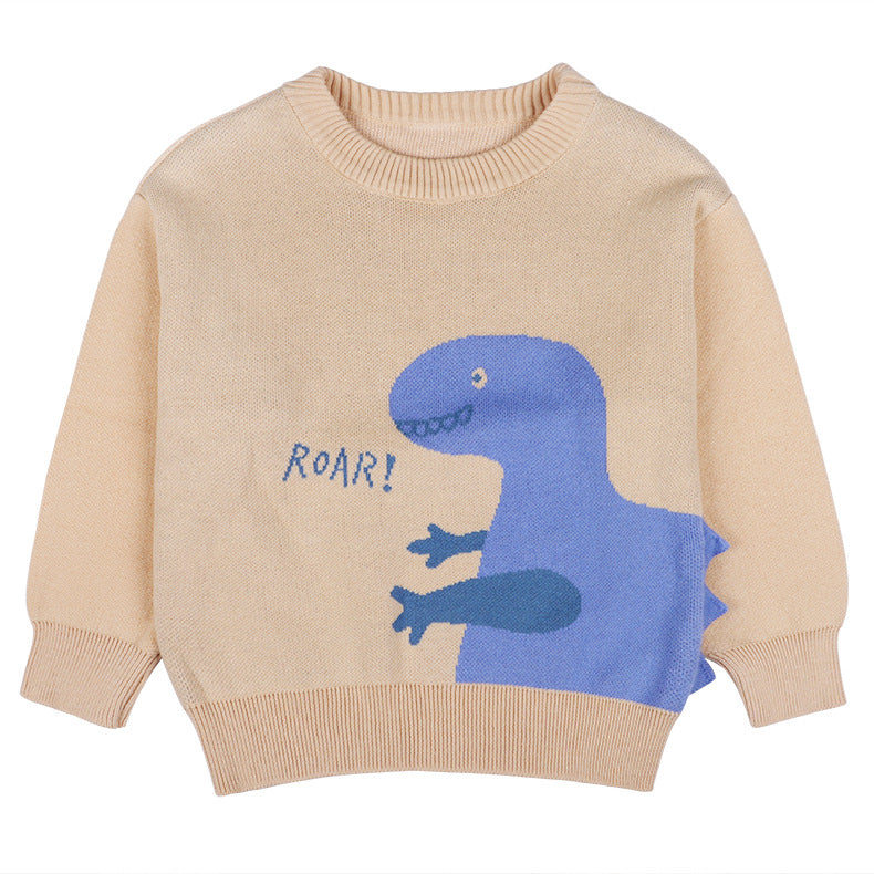 Baby Boy Cute Dinosaur Graphic Fashion Color Long Sleeves Sweater My Kids-USA