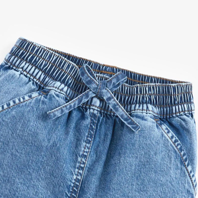 Baby Girl Wash Blue Loose Waist Summer Shorts