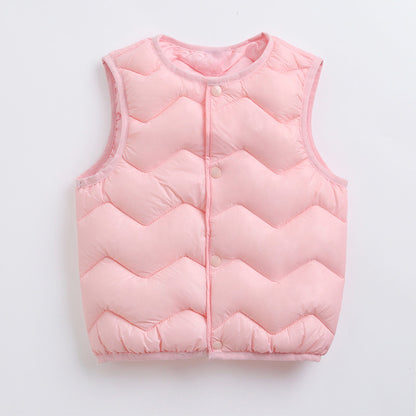 Baby Solid Color Quilted Thickened Vest Coat In Winter My Kids-USA