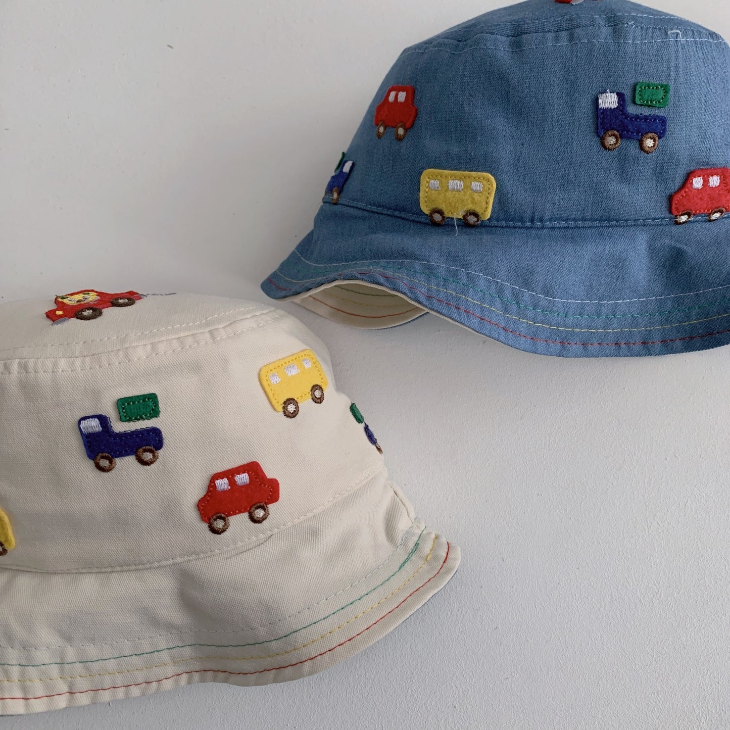 Baby Cartoon Embroidered Pattern Solid Color Sunshade Bucket Hats My Kids-USA